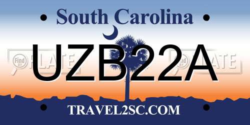 UZB22A South Carolina License Plate