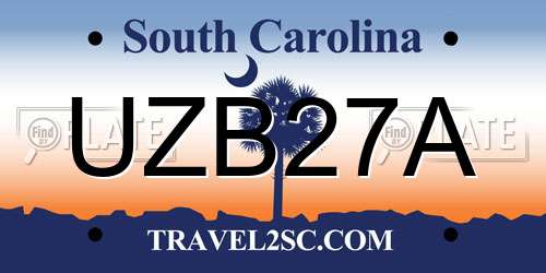 UZB27A South Carolina License Plate