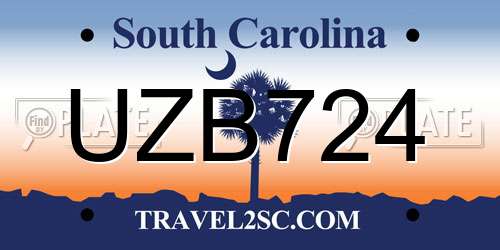 UZB724 South Carolina License Plate