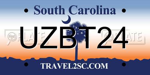 UZBT24 South Carolina License Plate