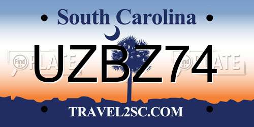 UZBZ74 South Carolina License Plate