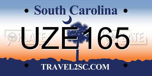 UZE165 South Carolina License Plate