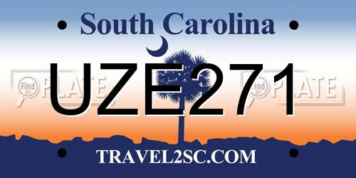UZE271 South Carolina License Plate