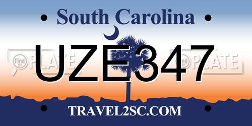 UZE347 South Carolina License Plate