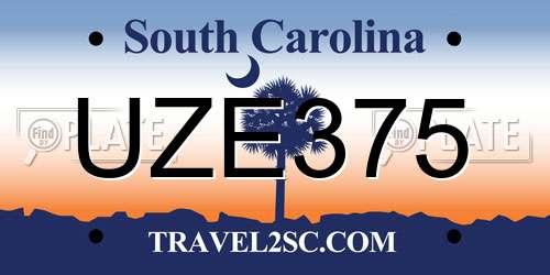 UZE375 South Carolina License Plate