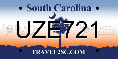 UZE721 South Carolina License Plate