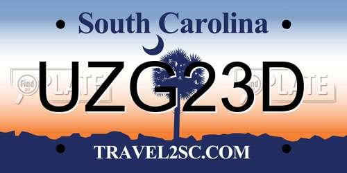 UZG23D South Carolina License Plate