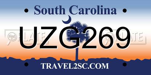 UZG269 South Carolina License Plate