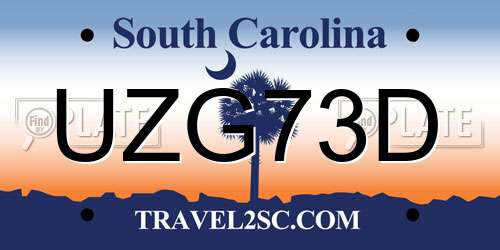 UZG73D South Carolina License Plate