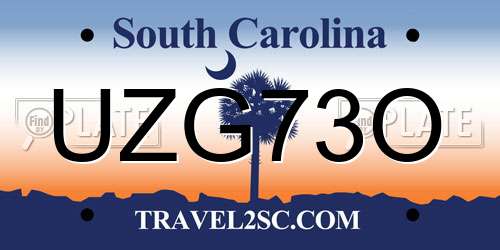UZG73O South Carolina License Plate