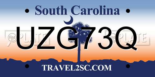 UZG73Q South Carolina License Plate