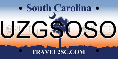 UZGSOSO South Carolina License Plate