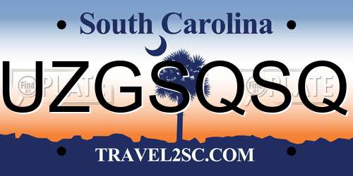 UZGSQSQ South Carolina License Plate
