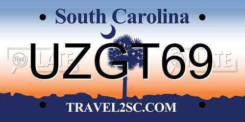 UZGT69 South Carolina License Plate