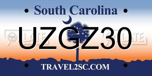 UZGZ30 South Carolina License Plate
