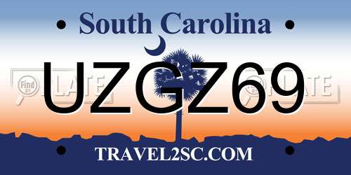 UZGZ69 South Carolina License Plate