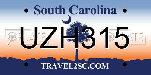 UZH315 South Carolina License Plate