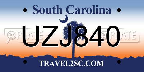 UZJ840 South Carolina License Plate