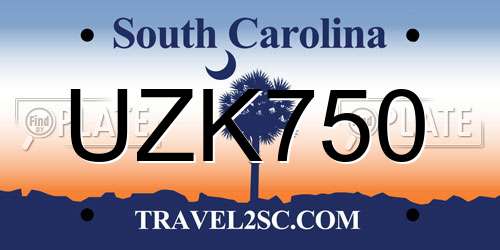 UZK750 South Carolina License Plate