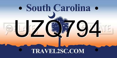 UZQ794 South Carolina License Plate