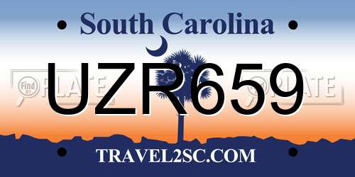 UZR659 South Carolina License Plate