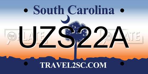 UZS22A South Carolina License Plate