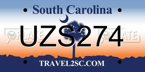 UZS274 South Carolina License Plate
