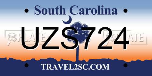 UZS724 South Carolina License Plate
