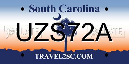 UZS72A South Carolina License Plate