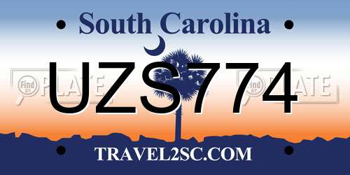UZS774 South Carolina License Plate
