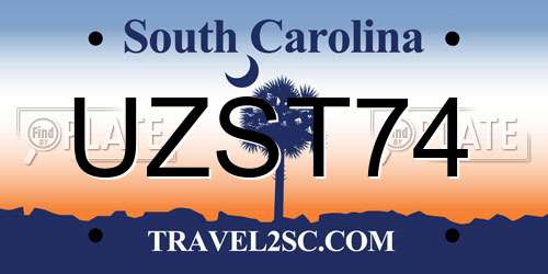 UZST74 South Carolina License Plate