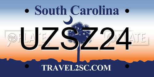 UZSZ24 South Carolina License Plate