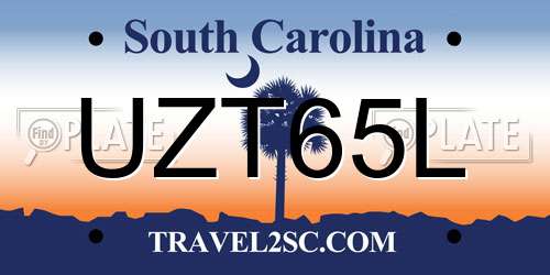 UZT65L South Carolina License Plate