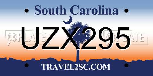 UZX295 South Carolina License Plate