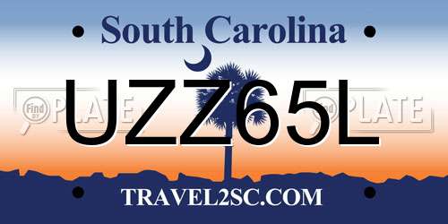 UZZ65L South Carolina License Plate