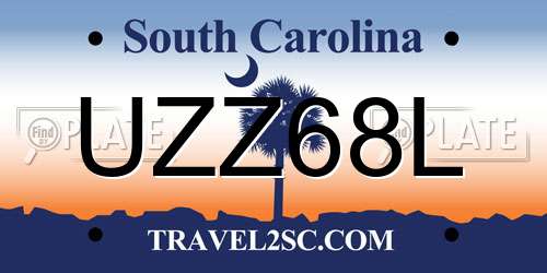 UZZ68L South Carolina License Plate
