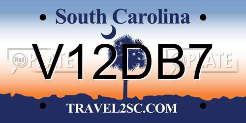 V12DB7 South Carolina License Plate