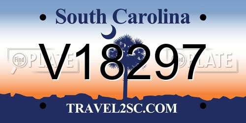 V18297 South Carolina License Plate