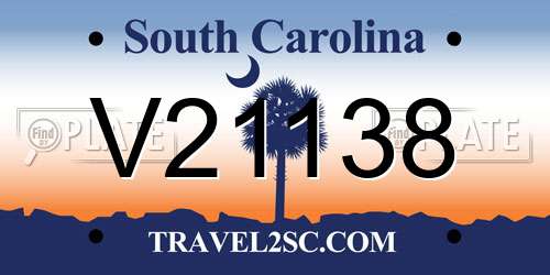 V21138 South Carolina License Plate