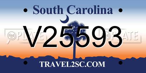 V25593 South Carolina License Plate