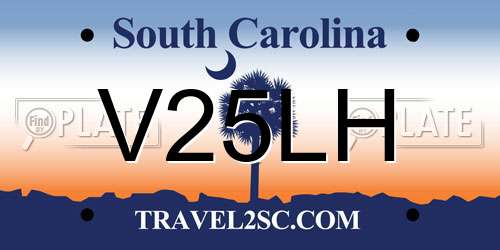 V25LH South Carolina License Plate
