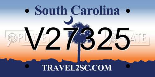 V27325 South Carolina License Plate