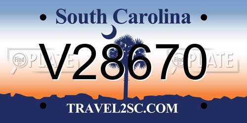 V28670 South Carolina License Plate