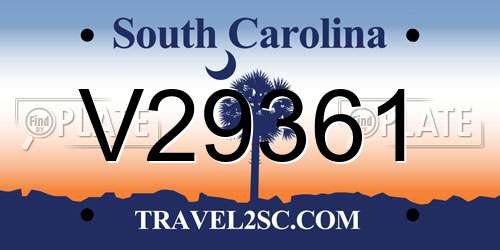 V29361 South Carolina License Plate