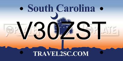 V30ZST South Carolina License Plate