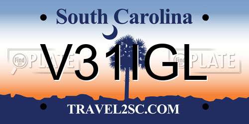 V31IGL South Carolina License Plate