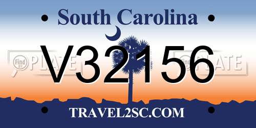 V32156 South Carolina License Plate