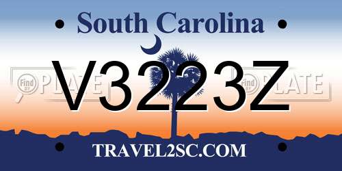V3223Z South Carolina License Plate