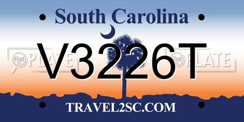 V3226T South Carolina License Plate