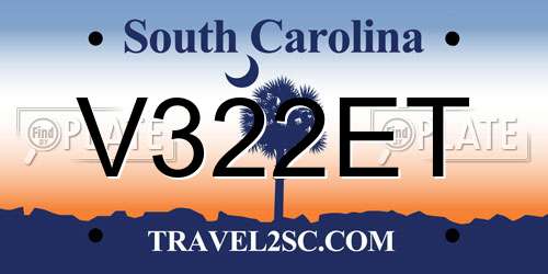 V322ET South Carolina License Plate
